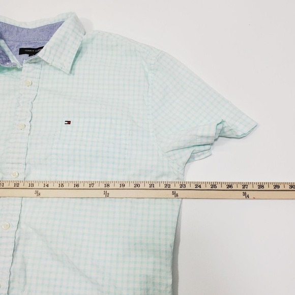 Tommy Hilfiger‎ Men Shirt Size XL Short-Sleeve Stripe Oxford 100% Cotton Office - Picture 8 of 11